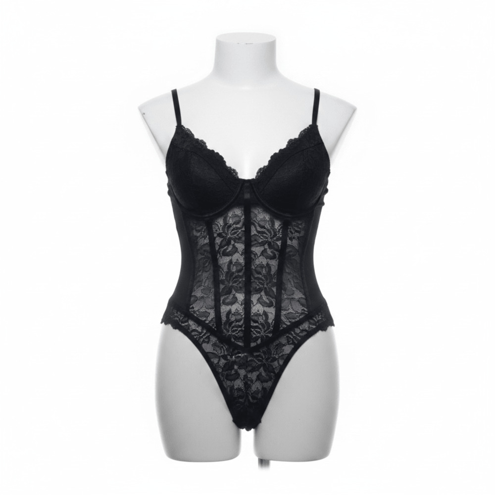 Black Lace V-Neck Bodysuit Women's